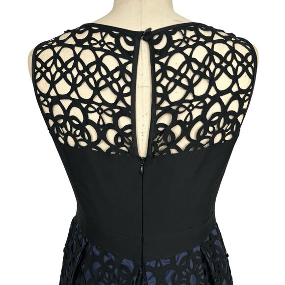 Muse Laser Cut Dress Sz 8 Black Navy Eyelet Party Cocktail Formal Wedding Lace - Picture 7 of 15